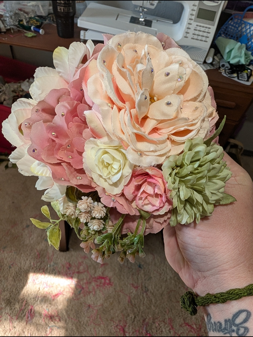 🤍🩷Blush & Cream Hair Flower Clip